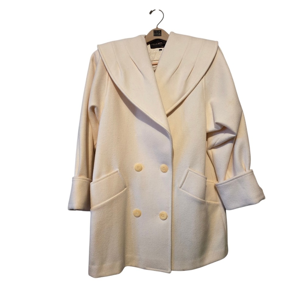 Vintage 80s David Benjamin Coat Jacket Womens 10 Cream 100% New Wool  Minimalist